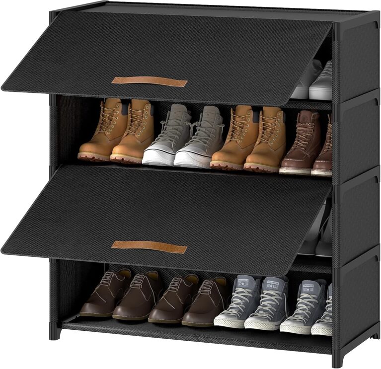 5 Tier Shoe Cabinet with Door, 20-Pair Storage, Black | Ideal for Daily Family Use, Door Keeps Shoes Dust-Free, Stops Pets from Chewing, Simple Tool-Free Install