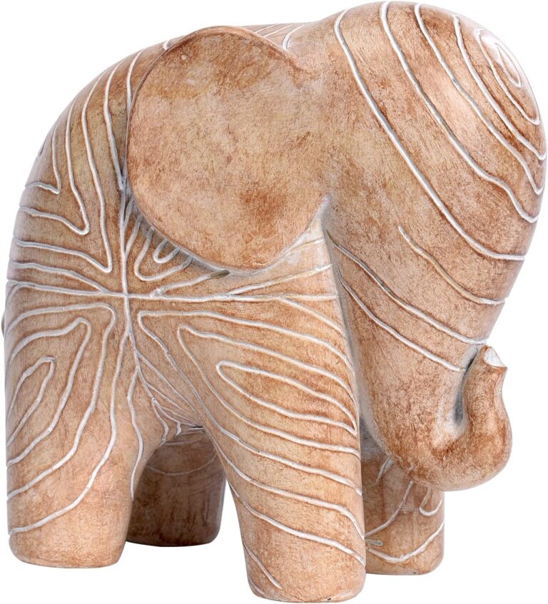 Elephant Statue,African Animal Decor,Wooden Elephant Gift for Women | Good Luck Resin Elephant Figurines,Boho Home Decor for Living Room,Shelf, Office,Tabletop Ornament(1Pack,Big)