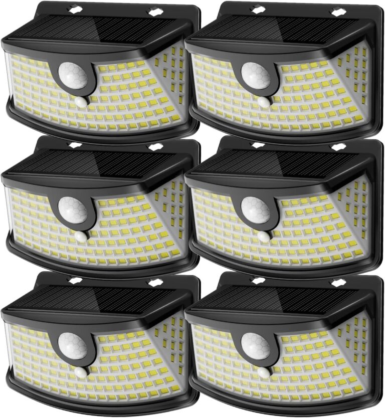 Aootek Solar Motion Sensor Lights Outdoor 120 LEDs, Black, 6 Pack | Lights Reflector, 270° Wide Angle, IP65 Waterproof, Step Lights For Front Door, Yard, Garage, Deck