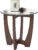 Glass End Table, 23.5″ Round Side Tables with Tempered Glass Top Cross and Solid Wood Base Small Night Stand for Living Room Office Apartment Cherry