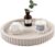 Modern Decorative Tray for Coffee Table, 11″ Wooden Gray Beige Round Small Decor Tray for Candle, Perfume, Vanity, Kitchen Island Counter & Table Centerpiece