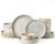 Famiware Star Stoneware Dinnerware Sets with Pasta Bowls, 16pc Dishes for 4 | Ceramic Plates and Double Bowls. Chip & Scratch Resistant. Microwave & Dishwasher Safe, Everyday Formal Use, Cappuccino White