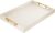 ATZYmolin 17″x12″ Leather Serving Tray, Gold Handle Vanity Platter, White | Rectangle Ottoman Decor Tray, Polished Metal Handles, Coffee Table Bathroom Home Decorative Wood Tray