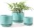 LE TAUCI Ceramic Plant Pots, 4.3+5.3+6.8 inch, Set of 3, Planters with Drainage Hole and Saucer, Indoor Flower Pot with Hole Mesh Pad, Gifts for Mom, Aqua