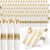 120 Pack Gold Plastic Silverware Wrapped Cutlery Set with Napkin | Heavy Duty Pre Rolled Disposable Gold Utensils Wrapped Flatware Cutlery Set for Wedding, Party & Catering