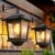 PASAMIC 2 Pack Solar Wall Lanterns,Outdoor Hanging Lights with 4 Solar Panels,Dusk to Dawn Led Outdoor Wall Sconce, Anti-Rust Waterproof Lanterns with Hooks,3000K Warm White