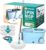 Grazie Spin Mop & Bucket Set – 360° Self-Wringing System with Wheels, Stainless Steel Handle – Hands-Free Floor Cleaning for Hardwood, Tile, Laminate – Includes 6 Washable Microfiber Mop Head Refills