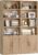 Bookshelf and Bookcase with Doors, Double Wide Large Bookshelves | Industrial Open Display Shelves 6 Tier, 73” Tall Bookshelf with Storage Cabinets for Office, Home, Living Room,Light Oak