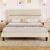 GRUSIGN Queen Size Platform Bed Frame with Velvet Headboard, Adjustable Height Wooden Slats Support, Upholstered Mattress Foundation, Fits Mattress or Mattress with Box Spring, Easy Assembly, Beige