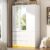75″H Tall Modern 3 Doors Wooden Armoire Wardrobe Closet with 3 Drawers & 2 Mirror,Clothing Storage Cabinet with Hanging Rod,Bedroom Large Freestanding Armoires with Led Lights for Bedroom,White