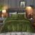Ivellow Velvet Duvet Cover Queen Set, 3 Pcs Olive Green, Zipper Corner Ties | Ultra-soft breathable flannel velour comforter cover with 2 matching pillow shams, cozy luxury velvet bedding Zipper Closure